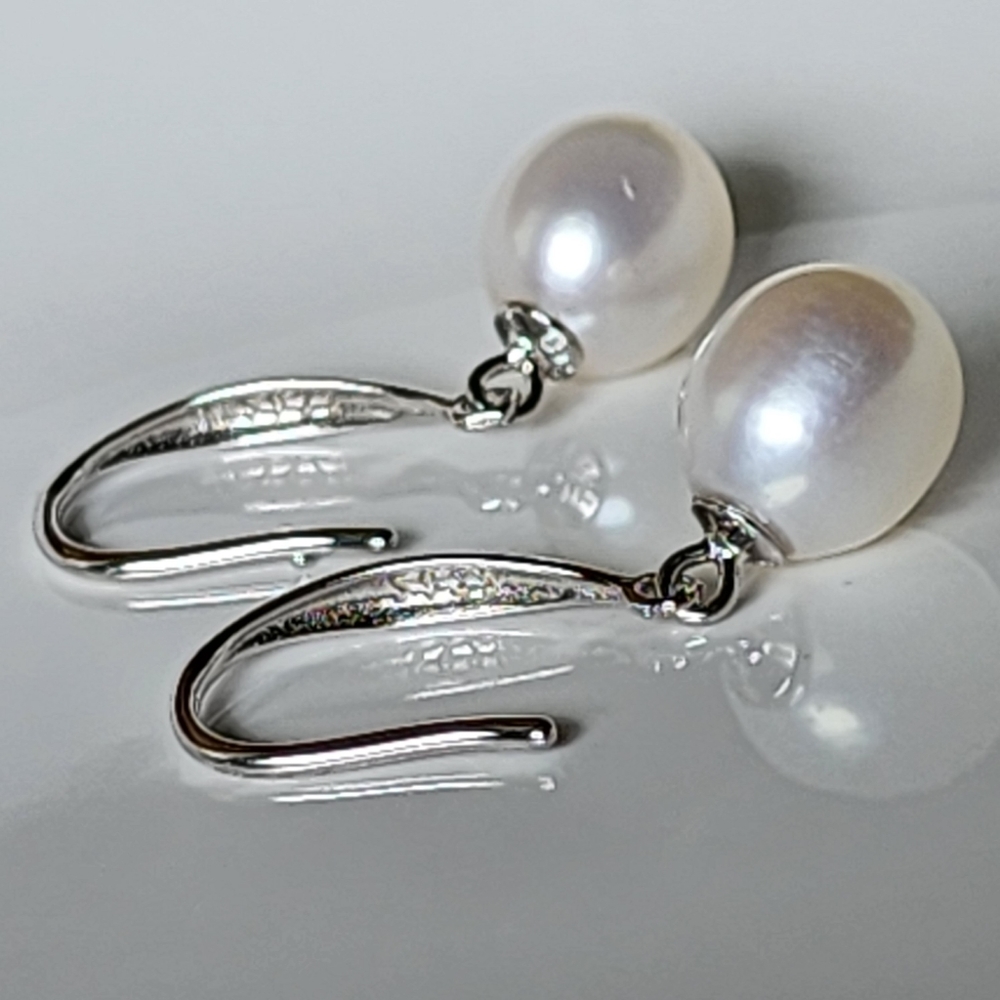 925 Sterling Silver White Freshwater Pearl Necklace And Earring Jewelry Set - Picture 11 of 16